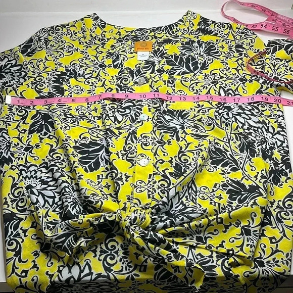Ruby Rd. bold floral blouse size small high low front tie lightweight sheer - Picture 2 of 9